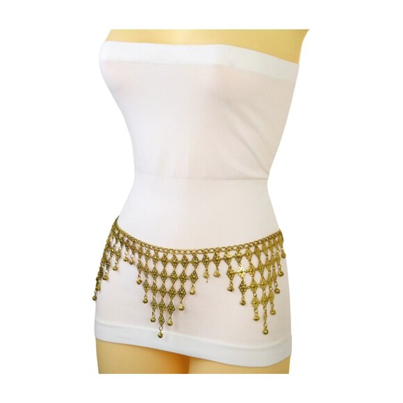 New Women Gold Metal Belly Dance Ethnic Fashion Charms Belt Hip Waist Size M L - Picture 4 of 16